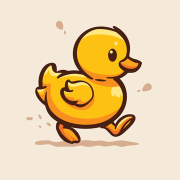 recommend clip art: Cute baby duck duckling running cartoon illustration