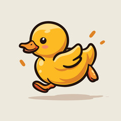 Cute baby duck duckling running cartoon illustration
