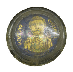 Ancient Roman portrait. Gold glass