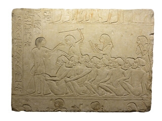Slaves on an ancient Egyptian relief - obrazy, fototapety, plakaty