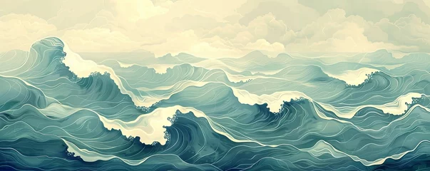Fotobehang Gentle ocean wave patterns in muted tones, perfect for adding a soothing touch to your projects. © taelefoto