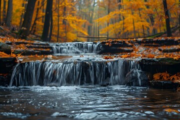 Autumn Serenity at Turkey Run - Waterfalls and Foliage. Concept Nature Photography, Waterfalls, Autumn Foliage, Serene Landscapes