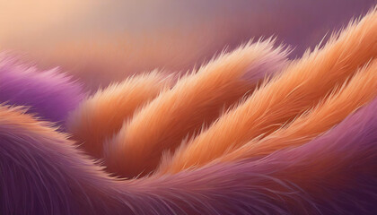 2024 year peach fuzz color curved shapes background and purple shadows on it. For advertising your product or commercial, fashion, makeup, beauty. Copy space, banner, advertisement. Illustration.