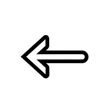 recommend clip art: Arrow icon pointing left with a black outline PNG