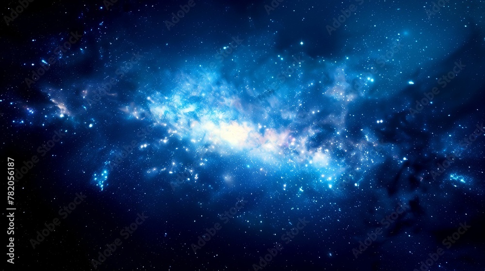 Wall mural galactic dark sky with blue milky way