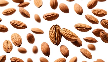 Obraz premium nuts almonds on white background, natural organic food concept 