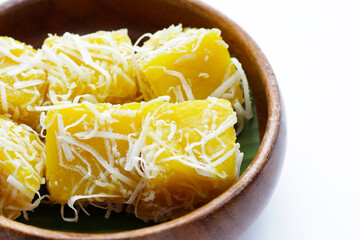 Steam pumpkin cake. Thai Desserts.