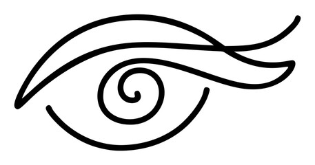 Hand drawn eye icon in simple doodle style. Open black eye with lines. Monochrome design - 782057910