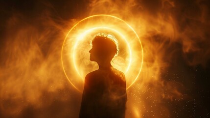 head, silhouette, abstract, light, sky, illustration, face, sun,