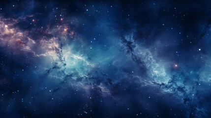 Blue cosmic dust and stars - obrazy, fototapety, plakaty