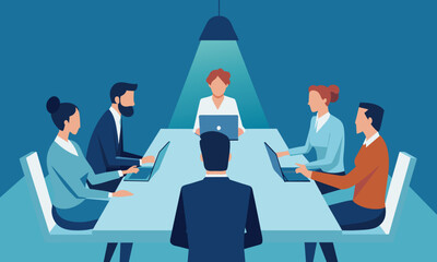  Meeting Time. Business Teamwork and communication concept. Pro Vector illustration