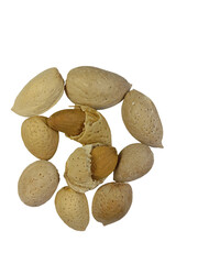 Fototapeta na wymiar almonds on white