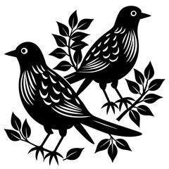 two bird on white background -vector illustration