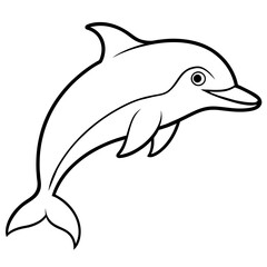 dolphin colouring book white background -Vector illustration