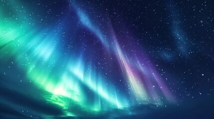 Beautiful abstract aurora northern lights in night sky. - obrazy, fototapety, plakaty