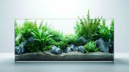 underwater landscapes with 3D minimal whimsical art featuring water plant aquariums aquatic home,