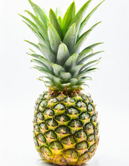 single whole pineapple isolated on white background