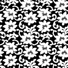 Elegance of minimalism with this black and white floral vector seamless pattern. Delicate botanical motifs blend seamlessly in a monochrome palette, adding timeless sophistication to any design.