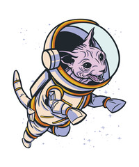 Cosmic Feline Astronaut Spacewalk Adventure Thrill