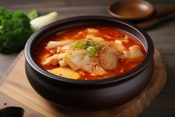 A bowl of kimchi soup generative AI