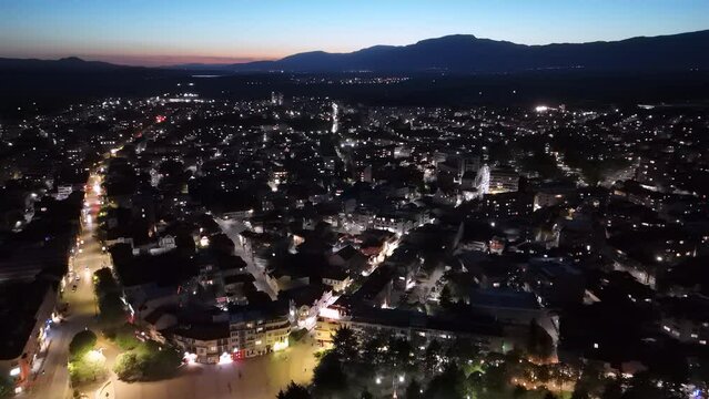 Kazanlak night city drone view
