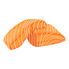 Salmon meat illustration vector isolated. Red fish salmon for sushi food menu vector illustration. Sliced pieces of salmon