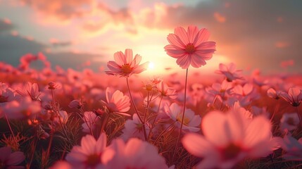 Fototapeta na wymiar Vibrant Cosmos Flower Blossoming in Garden Splendor Generative AI