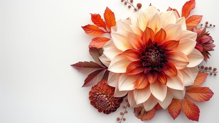 Boho Dried Floral Arrangement with Dahlia, Wildwood and Leaves Generative AI