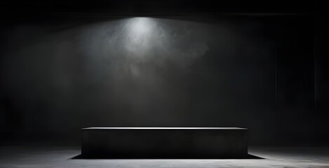 Podium black, dark smoke background product platform