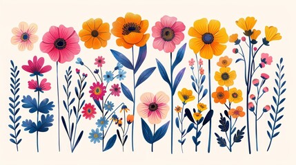 Groovy Retro Hippie Abstract Flower Art Doodles Generative AI
