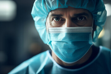 Highly skilled surgeon doctor in operation room after hard successful operation Generative AI - obrazy, fototapety, plakaty