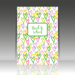 Back to school, notebook cover, heart seamless pattern