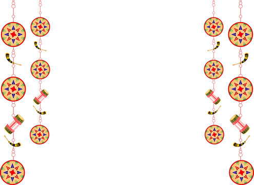 Vector illustration of assamese pattern border with bihu elements