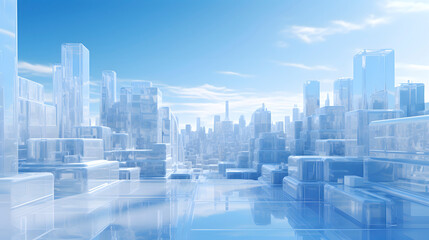 Fototapeta na wymiar Digital future blue city scene graphics poster web page PPT background