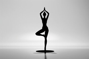 silhouette woman in yoga pose - obrazy, fototapety, plakaty