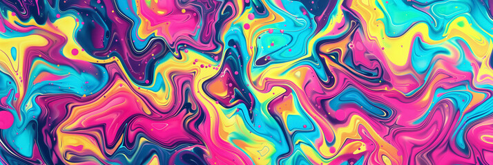 Obraz premium Vibrant abstract fluid motion of multicolored waves, resembling a psychedelic liquid pattern.