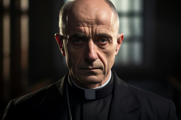 Obraz premium Generative AI picture of blessed priest praying have faith believe in God happiness