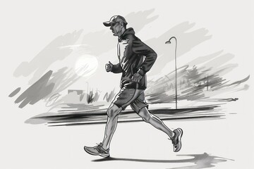 jogging man walking over road vector illustration and man walking