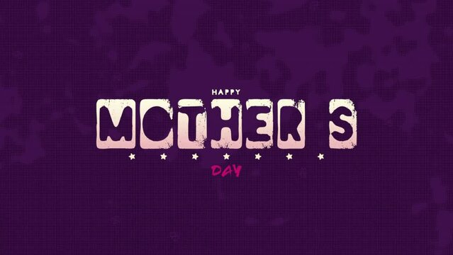 A vintage-style image with purple background and distressed white text saying Mother's Day. Simple yet nostalgic design for celebrating moms