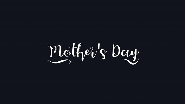 A simple and elegant black and white image for Mother's Day, featuring the words Mother's Day written in cursive style on a black background