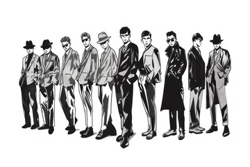 fashion men black and white vector illustration