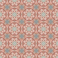 AI illustration of vibrant square pattern in green, red, and pink hues