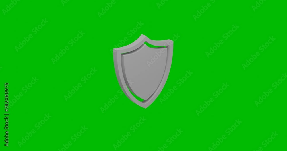 Poster animation of rotation of a white shield symbol with shadow. simple and complex rotation. seamless lo