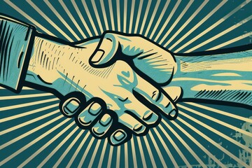 hand raised by handshake or hand held vector illustration illustracion