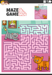 maze activity with cute cartoon kittens characters - 782082305