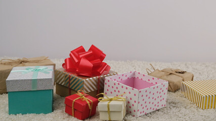 Boxes with gifts, set of boxes.