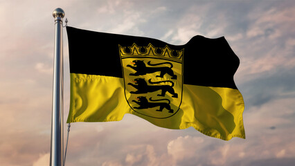 Baden-Wuerttemberg Waving Flag Against a Cloudy Sky