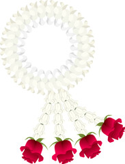 Traditional Thai jasmine garland cultural symbol, vector graphic design no background