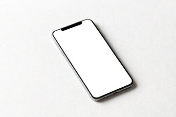 Realistic smartphone mockup. Mobile phone with blank white screen on gray background. 3D mobile...