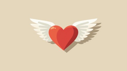 Artistic vector illustration of heart with wings